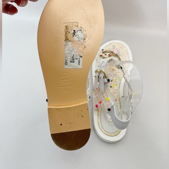 Chanel CC Logo Tweed Sandals - Picture 8 of 8